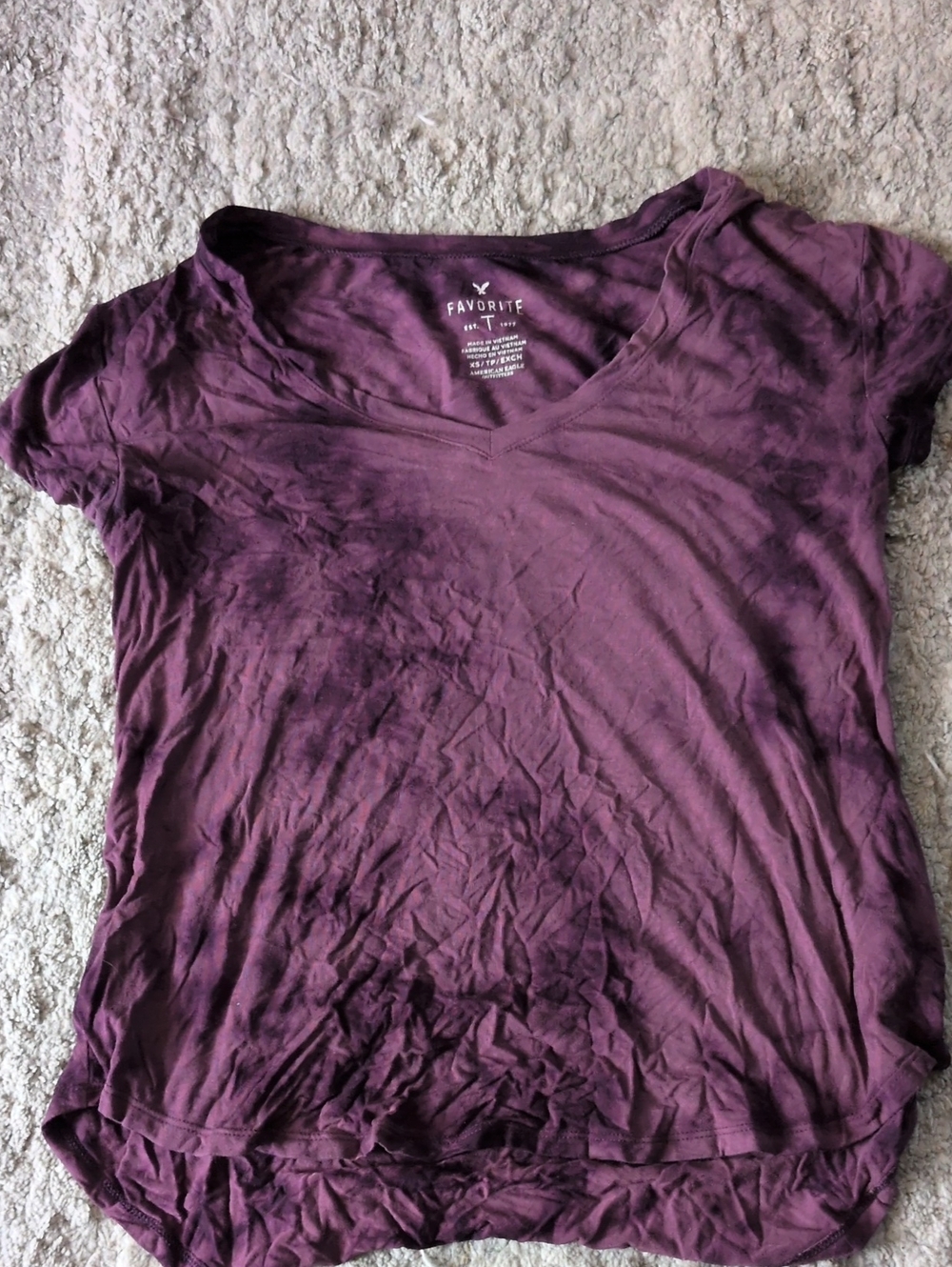 American Eagle Outfitters Women's V-Neck Tee in Plum